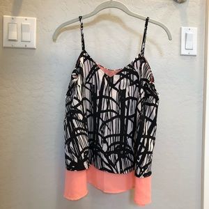 Layered tank top w/ adjustable straps